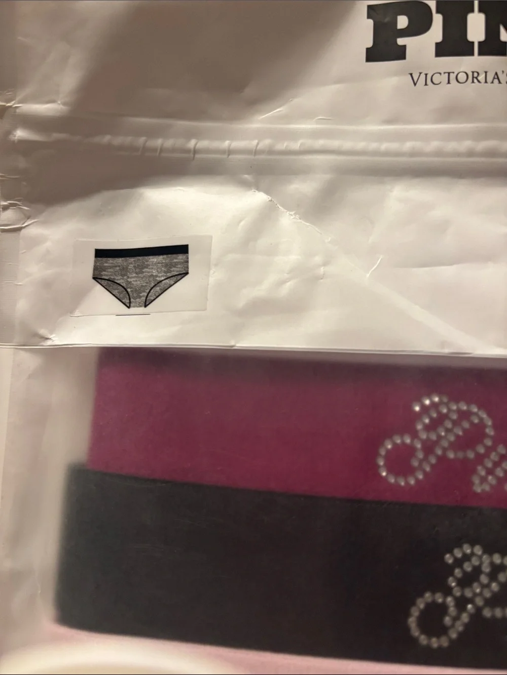 PINK Victoria's Secret 5-Pack Logo Panties in Magenta, Black & Light Pink